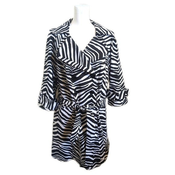 Lane Bryant zebra print trench coat jacket - double breasted button up - 20 - Picture 1 of 7